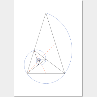 Golden Ratio - Isosceles Triangle - Fibonacci Spiral Posters and Art